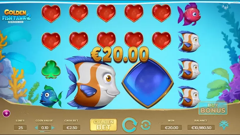 Golden Fish Tank 2 Gigablox slot screenshot 2