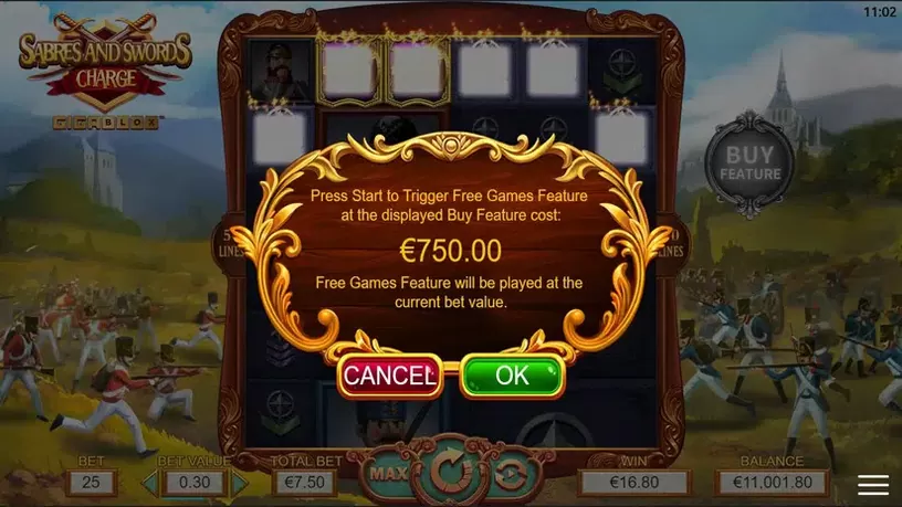 Swords and Sabres: Charge Gigablox slot screenshot 3