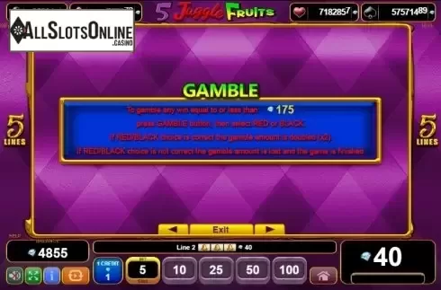 Paytable 4. 5 Juggle Fruits from EGT