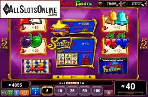 Paytable 1. 5 Juggle Fruits from EGT