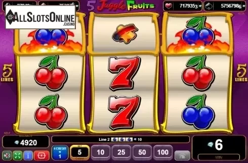 Win screen 1. 5 Juggle Fruits from EGT