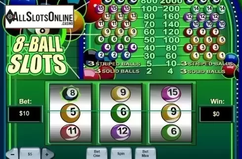 Reels screen. 8 Ball Slots from Playtech