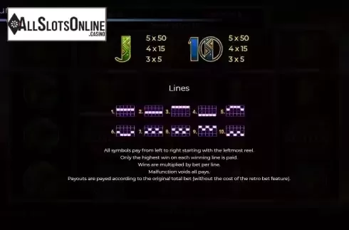 Paylines screen