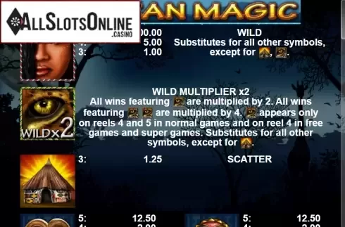 Paytable 1. African Magic from Casino Technology