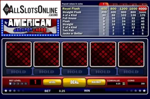 Game Screen 1. All American Poker (1x2gaming) from 1X2gaming