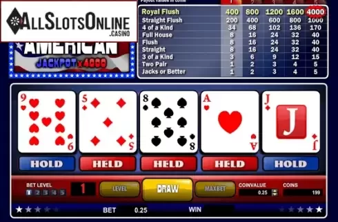 Game Screen 2. All American Poker (1x2gaming) from 1X2gaming