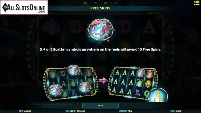 Paytable 2. Beetle Jewels from iSoftBet