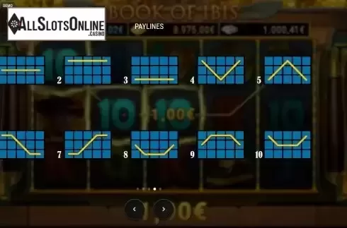 Paylines screen