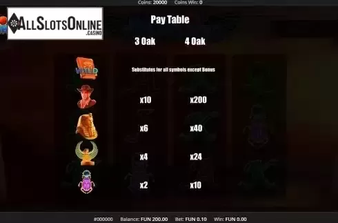 PayTable screen