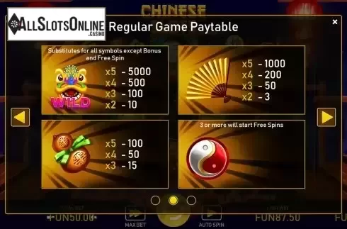 Regular paytable screen 2