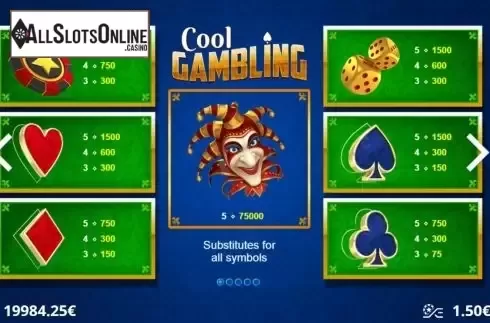 Paytable screen. Cool Gambling from DLV