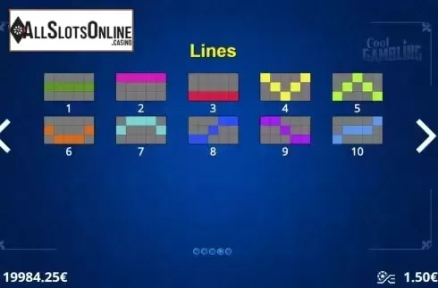 Paylines screen. Cool Gambling from DLV