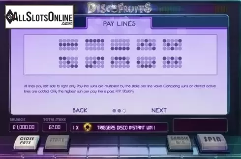 Reel Screen. Disco Fruits (NetGame) from NetGame