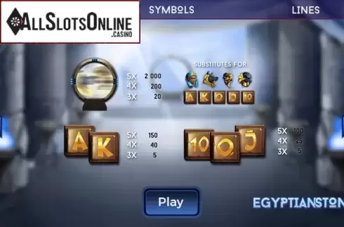 Paytable. Egyptian Stone from Spinmatic