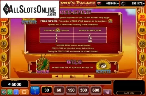 Paytable 2. Emperor's Palace from EGT