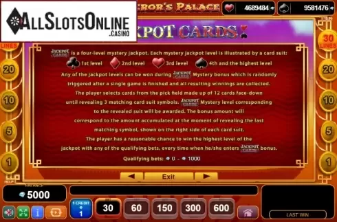 Paytable 4. Emperor's Palace from EGT