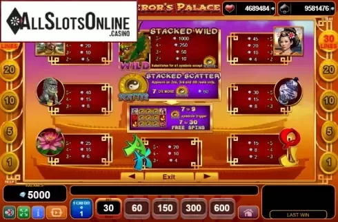 Paytable 1. Emperor's Palace from EGT