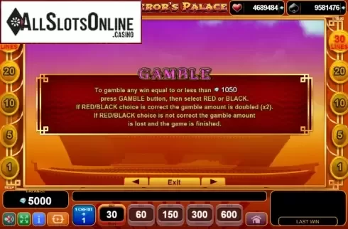Paytable 3. Emperor's Palace from EGT