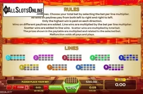 Paytable 3. Emperors wealth from GameArt