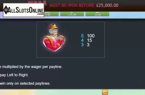 Paytable. Fae Legend Warrior Jackpot from Eyecon