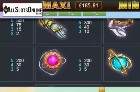 Paytable. Fae Legend Warrior Jackpot from Eyecon