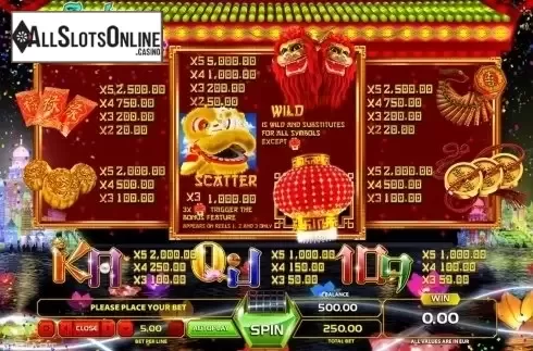 Paytable 1. Fortune Lions (GameArt) from GameArt