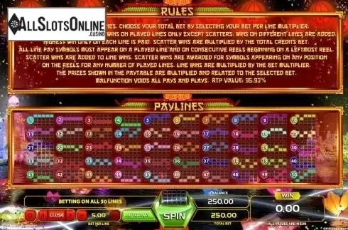Paytable 3. Fortune Lions (GameArt) from GameArt