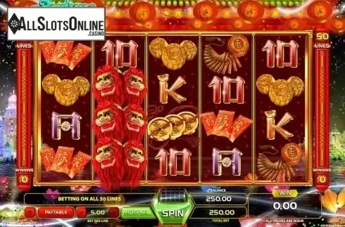 Reels screen. Fortune Lions (GameArt) from GameArt