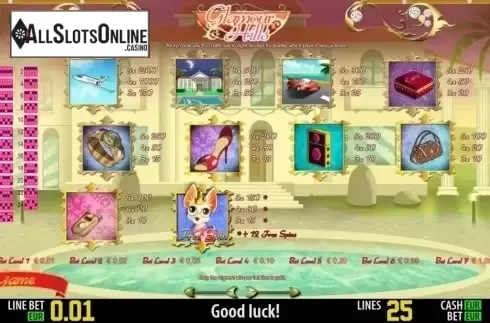 Paytable 1. Glamour Hills HD from World Match
