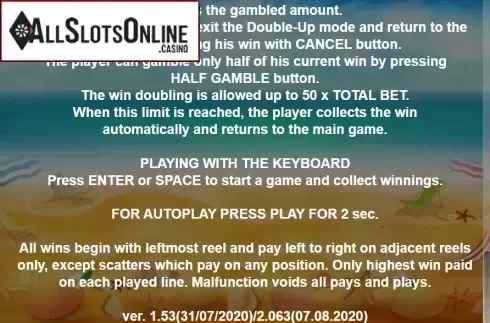 Paytable 5. Hit The Hot from Casino Technology