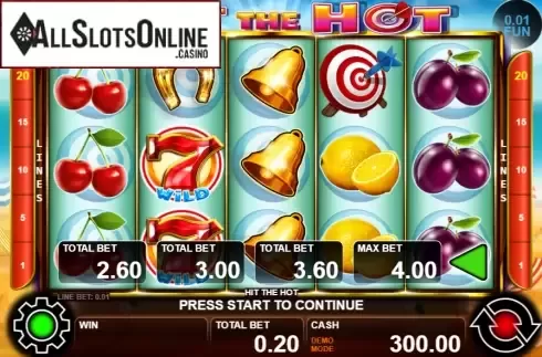 Reel screen. Hit The Hot from Casino Technology