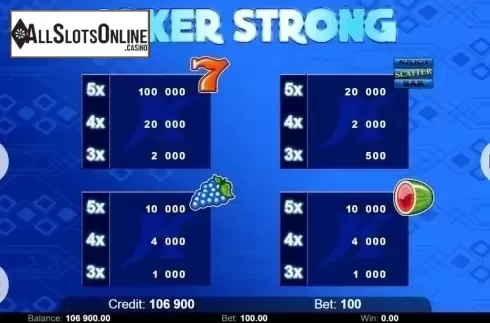Paytable 1. Joker Strong from KAJOT