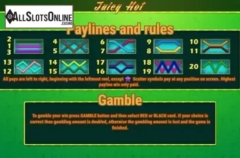 Paylines. Juicy Hot from Fazi