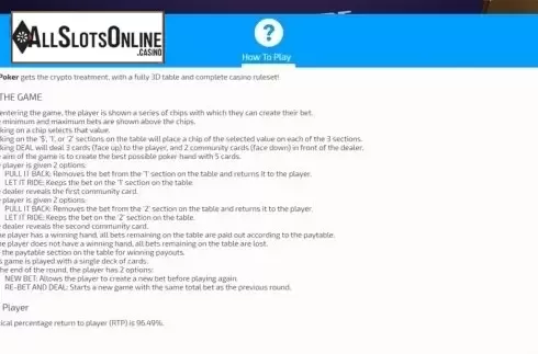 Paytable. Let It Ride (FunFair) from FunFair