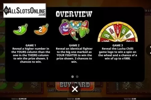 Information screen 1. Lucha Chilli Scratch from Endemol Games