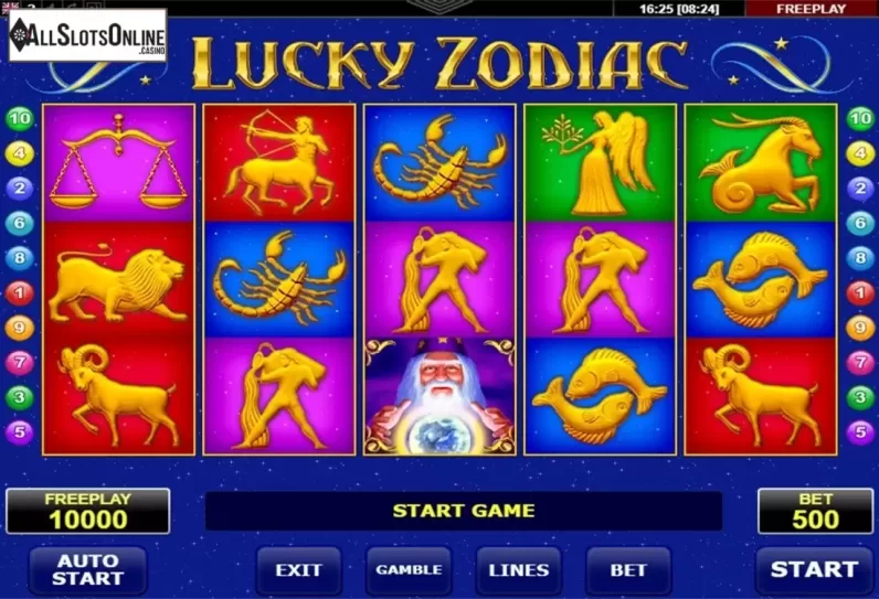 Reels screen. Lucky Zodiac (Amatic) from Amatic Industries
