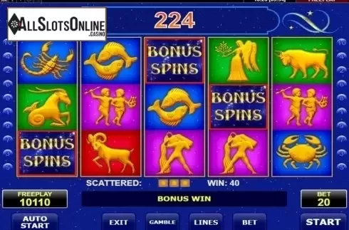 Bonus win screen. Lucky Zodiac (Amatic) from Amatic Industries