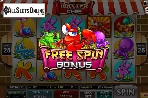 Free spins screen. Master Chef from Spadegaming
