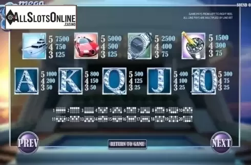 Screen3. Mega Glam Life JP from Betsoft