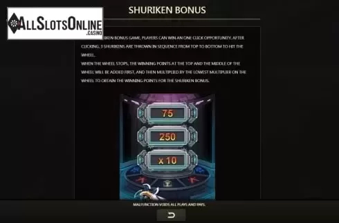 Bonus screen