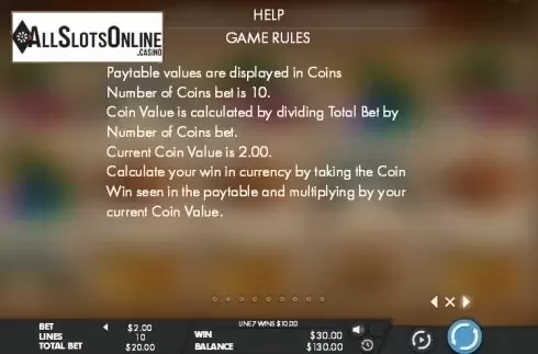 Paytable 2. Piñata Bandidos from Genesis