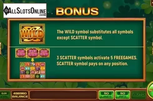 Game Features screen