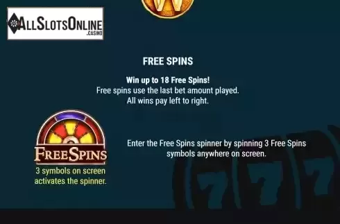 Free Spins screen