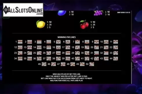 Paytable 3. Shiny Sevens from Playreels
