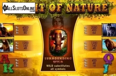 Paytable 1. Spirit of Nature HD from Merkur