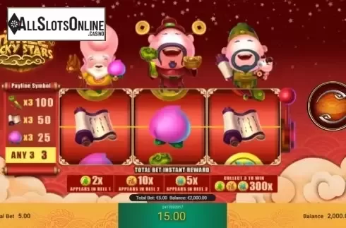 Win Screen 1. Three Lucky Stars from Spadegaming