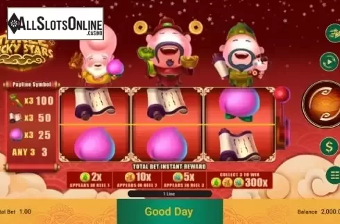 Reel Screen. Three Lucky Stars from Spadegaming