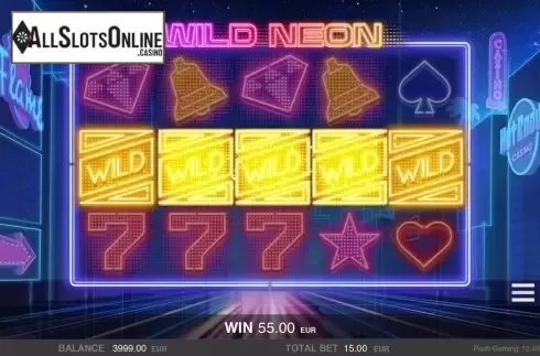 Wild Win screen. Wild Neon from Push Gaming