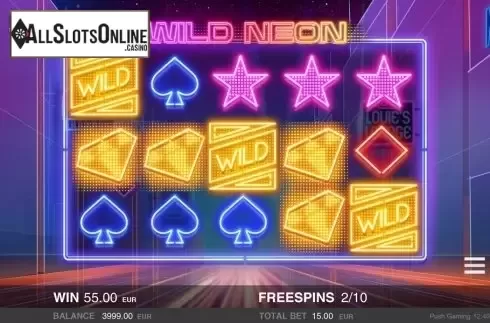 Free spins screen. Wild Neon from Push Gaming