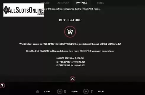 Buy feature screen